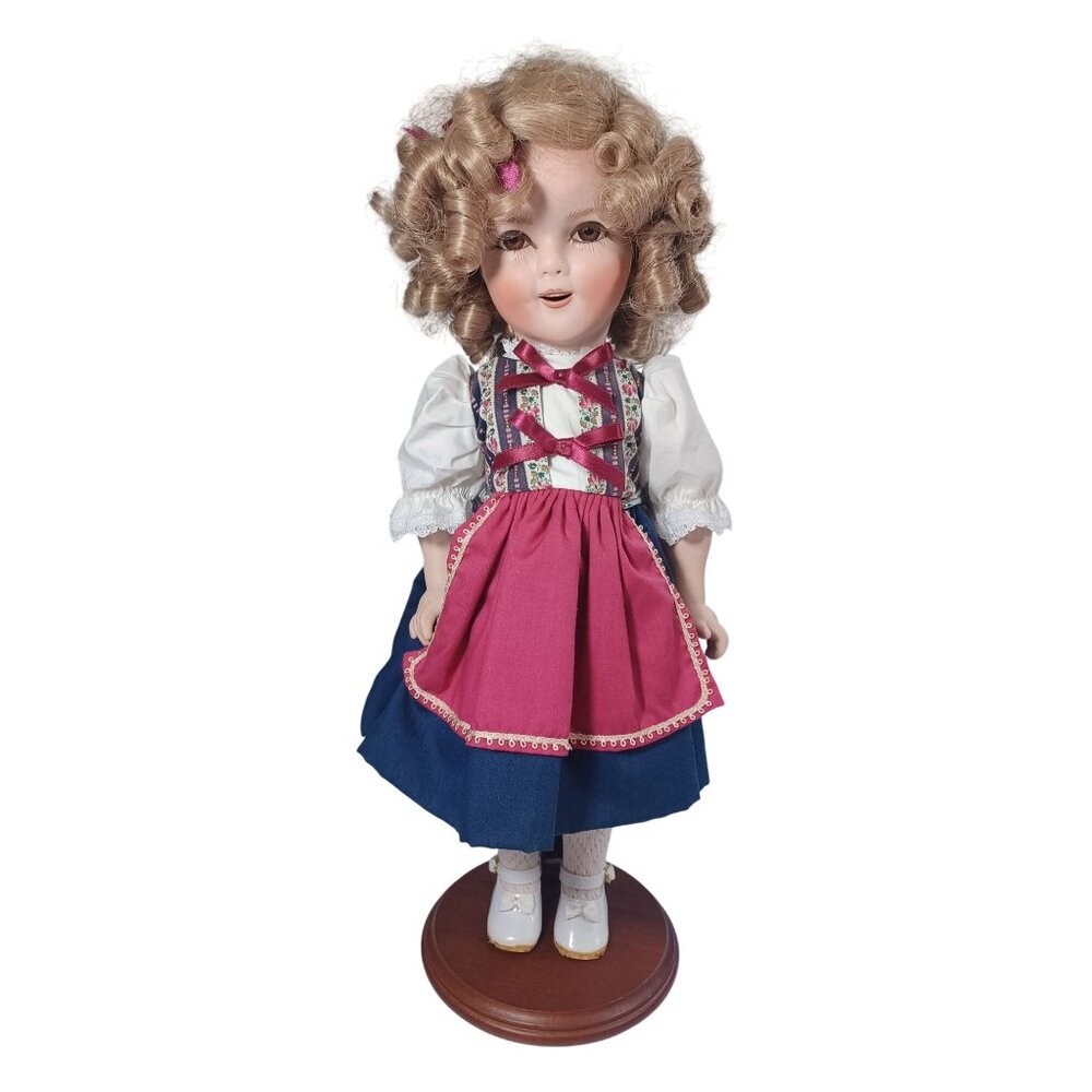 Shirley Temple Heidi Handcrafted OOAK  Porcelain Doll 15.5" Vintage Jeena Hally